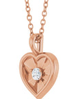 14K Gold 1/10 CT Natural Diamond Heart 18" Necklace Valentine's Day Gift