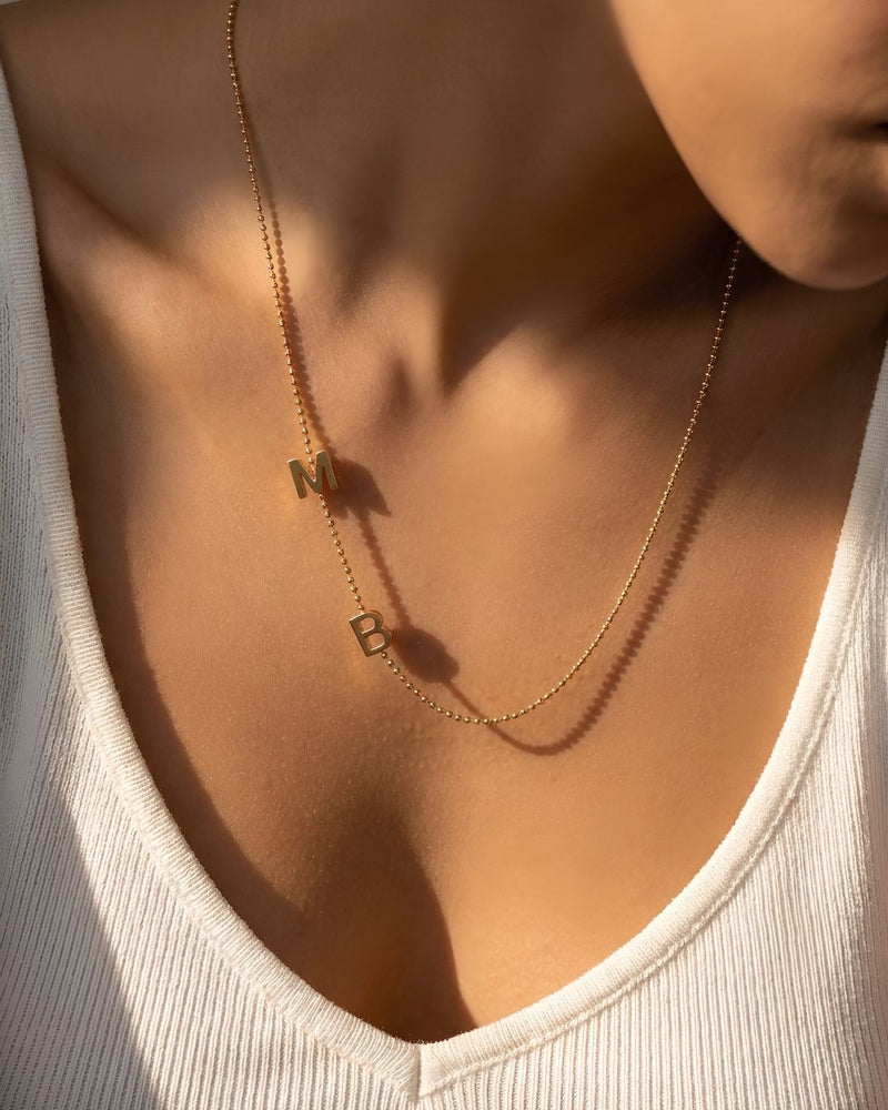 Bead Chain Initial Necklace
