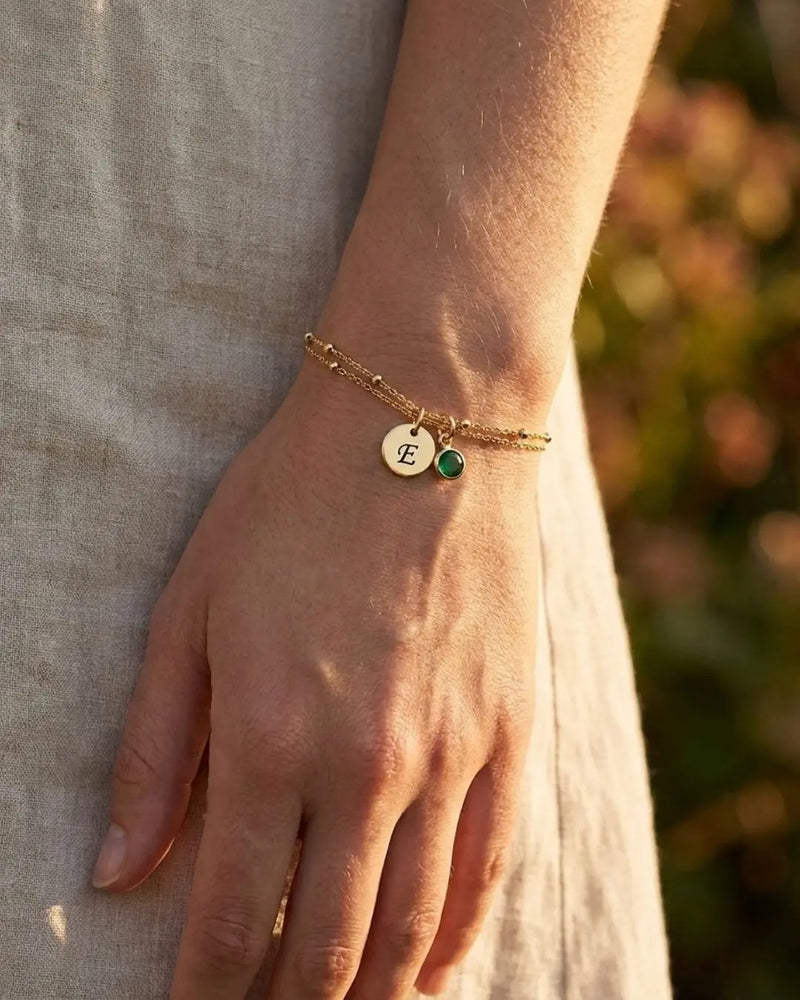 Birthstone and Initial Bracelet