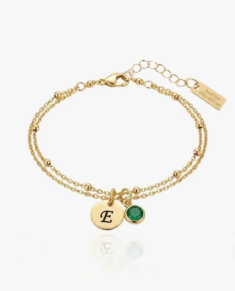 Birthstone and Initial Bracelet