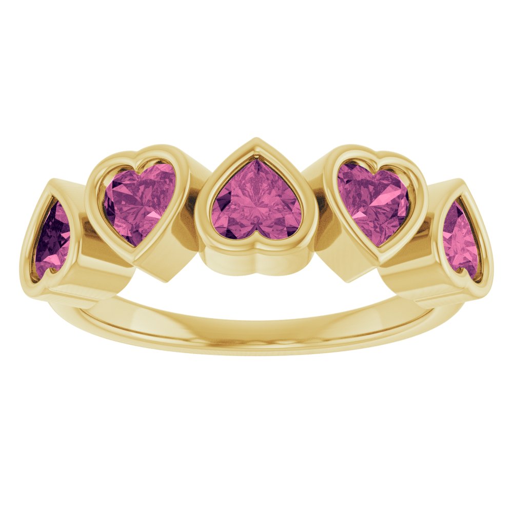 14K Gold Natural Tourmaline Birthstone Heart Ring Valentine's Day Gift