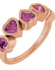 14K Gold Natural Tourmaline Birthstone Heart Ring Valentine's Day Gift