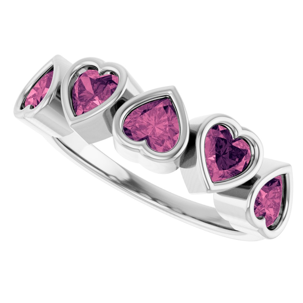 14K Gold Natural Tourmaline Birthstone Heart Ring Valentine's Day Gift
