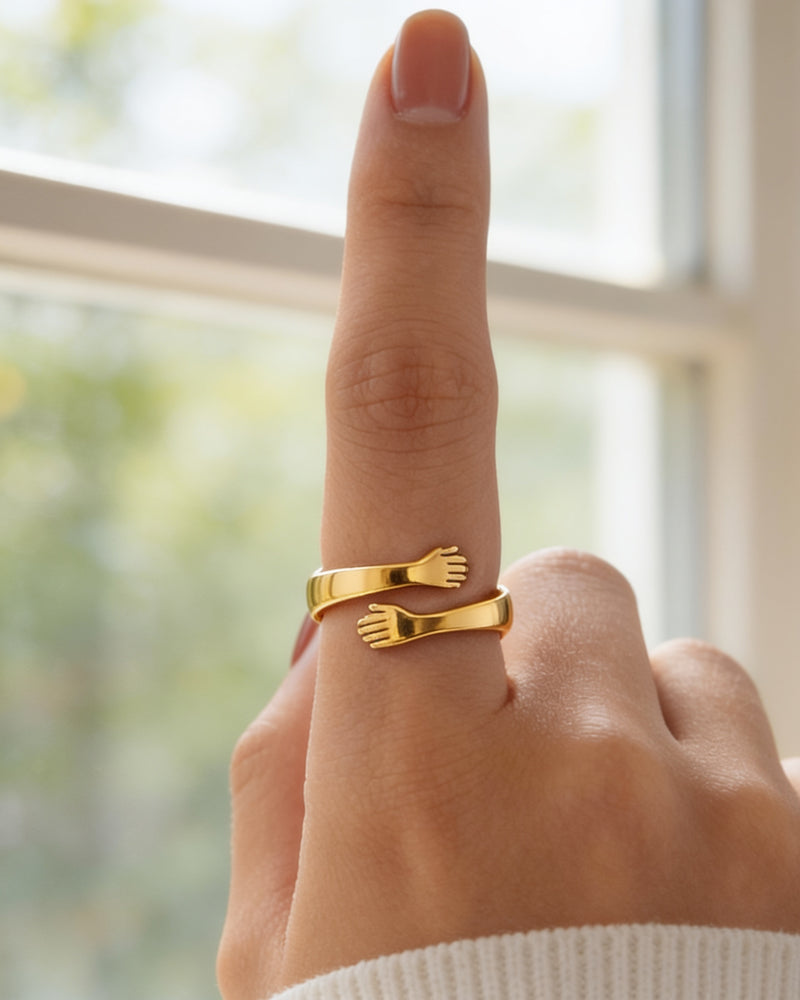 To My Granddaughter Hug Ring in gold