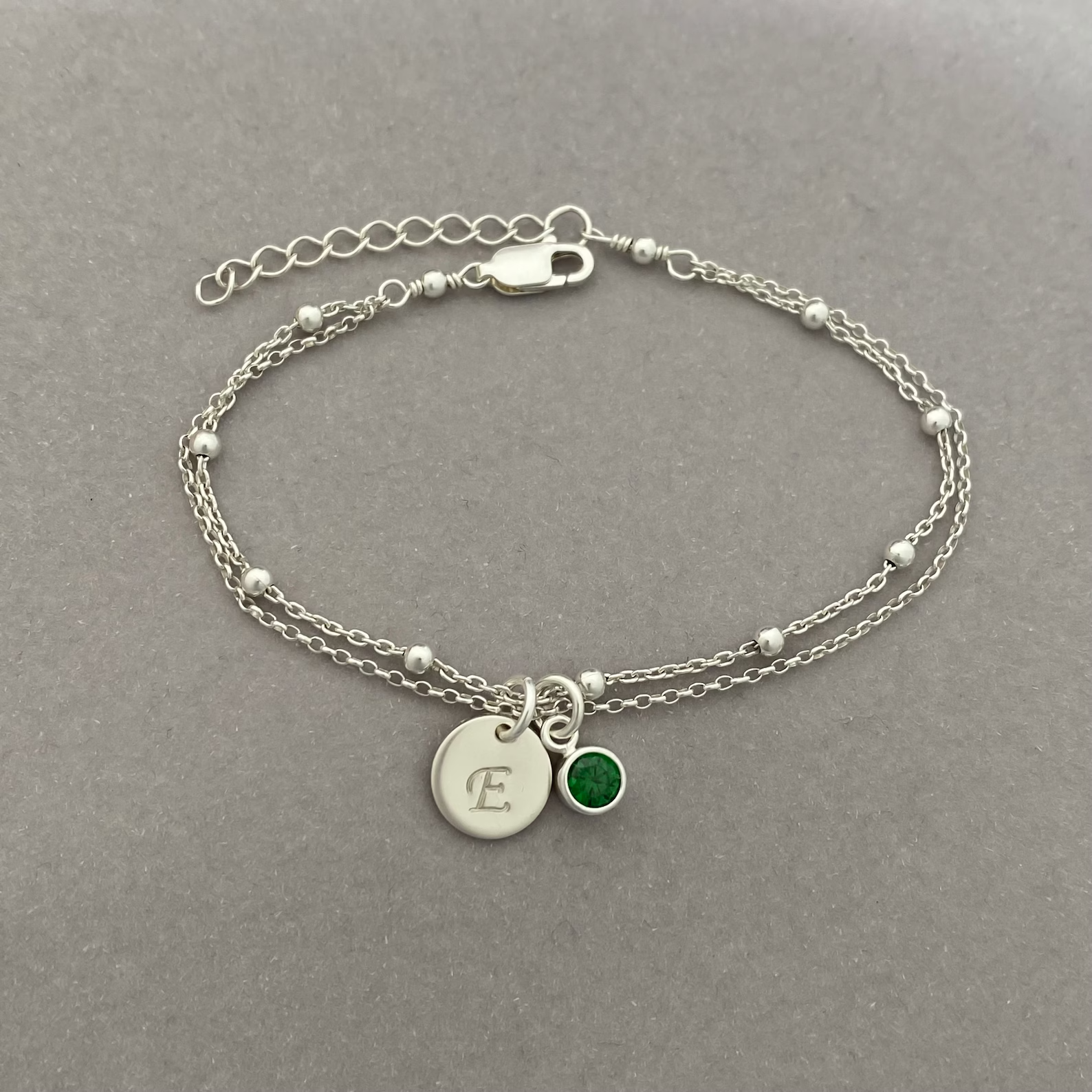 Birthstone and Initial Bracelet - Main Image
