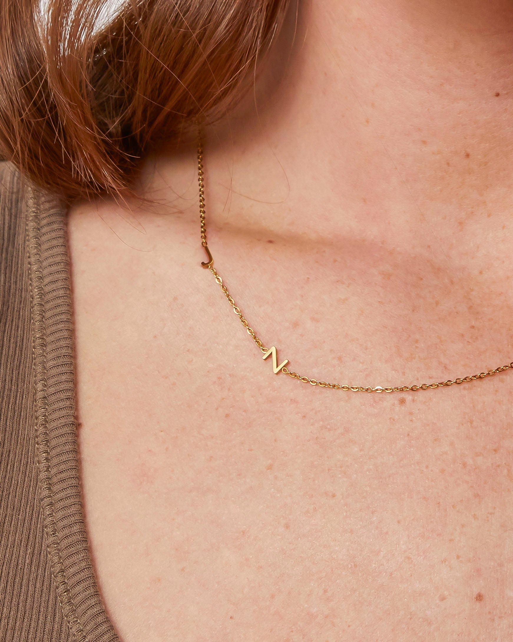 Personalized Sideway Initial Necklace 18K Best Seller