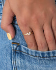 Dainty Butterfly Diamond Ring