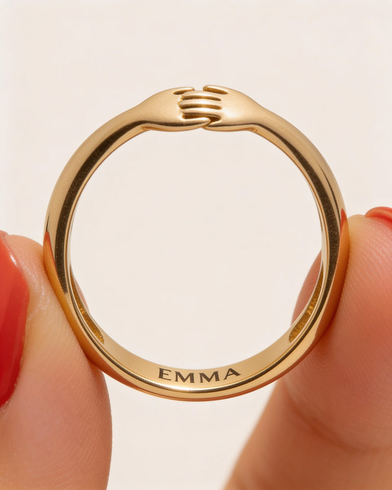 Free engraving inside the band of the hug ring