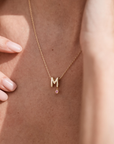 Dangling Initial and Birthstone Necklace