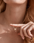 Dangling Initial and Birthstone Necklace