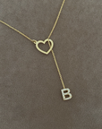 Heart Necklace with Diamond Initial