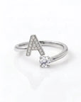Diamond Initial Ring Adjustable