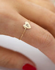 Dainty Heart Initial Chain Ring