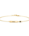 Dainty Engravable Bar Bracelet with Gemstone