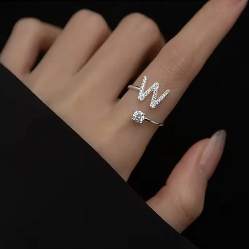 Diamond Letter Ring Lab-Grown Diamond Letter Ring 14k Solid Gold BRUNA
