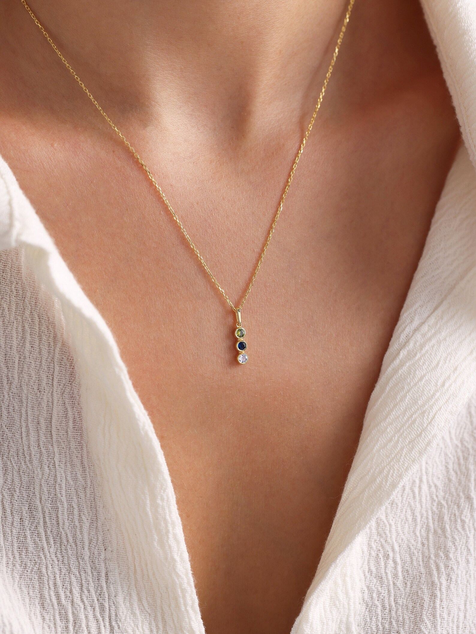 Vertical Birthstone Necklace