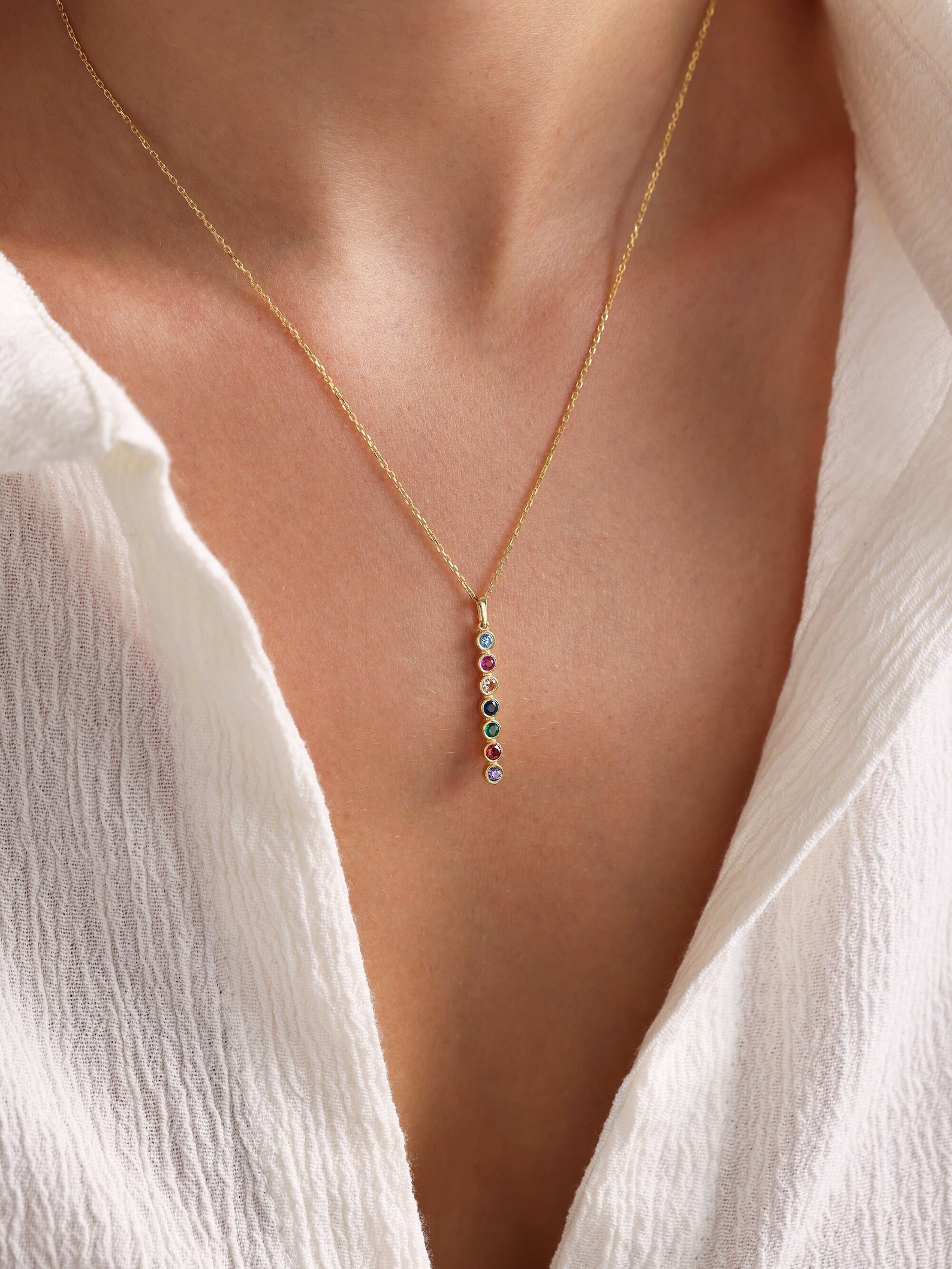 Vertical Birthstone Necklace