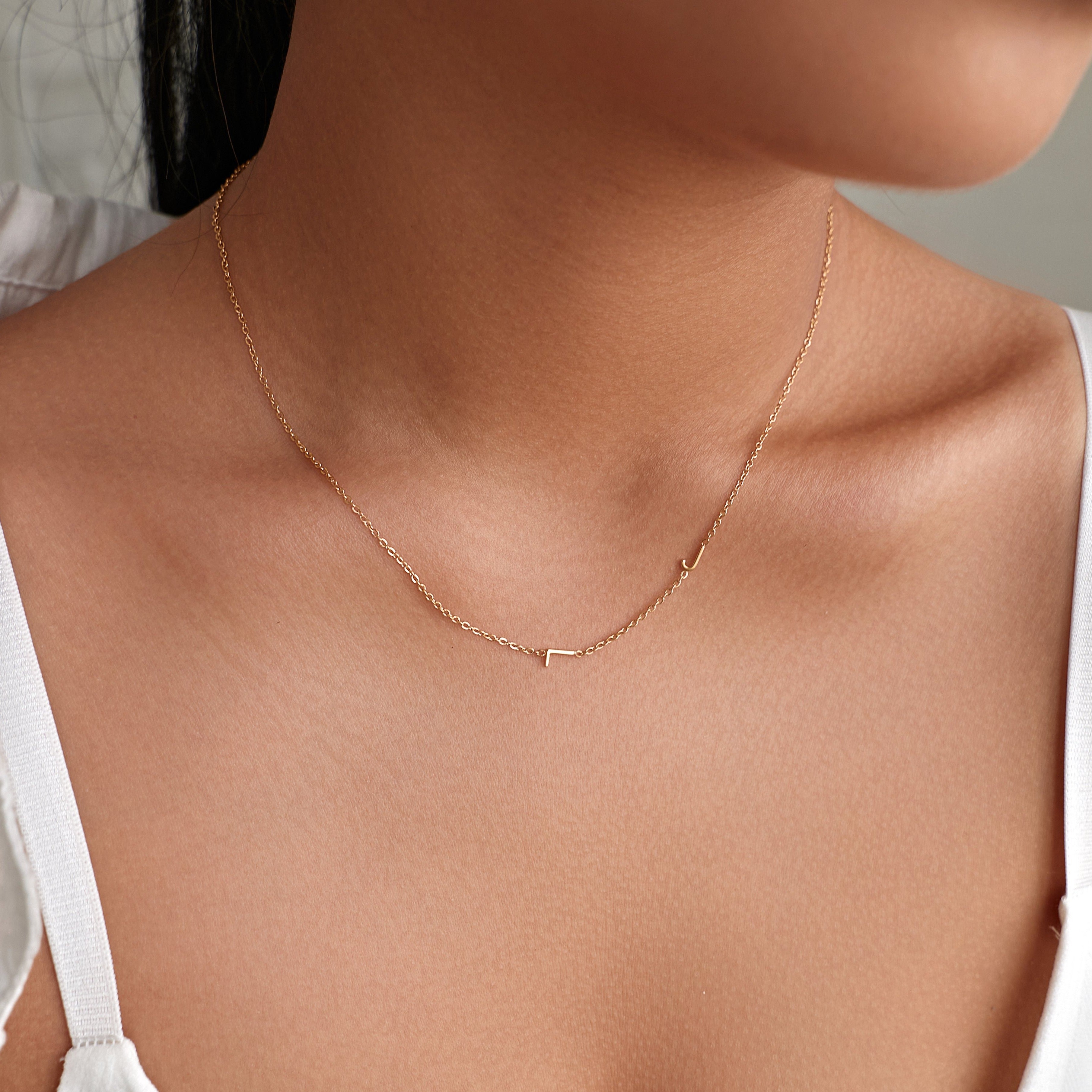 Personalized Sideway Initial Necklace 18K Best Seller