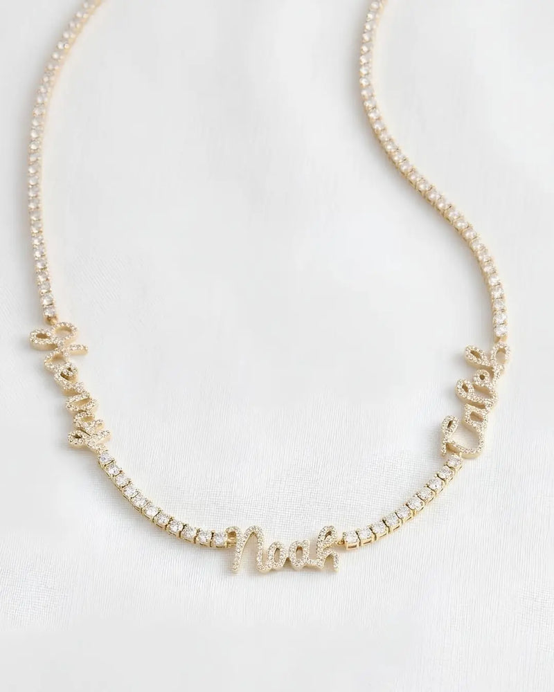 Pavé Script Tennis Necklace