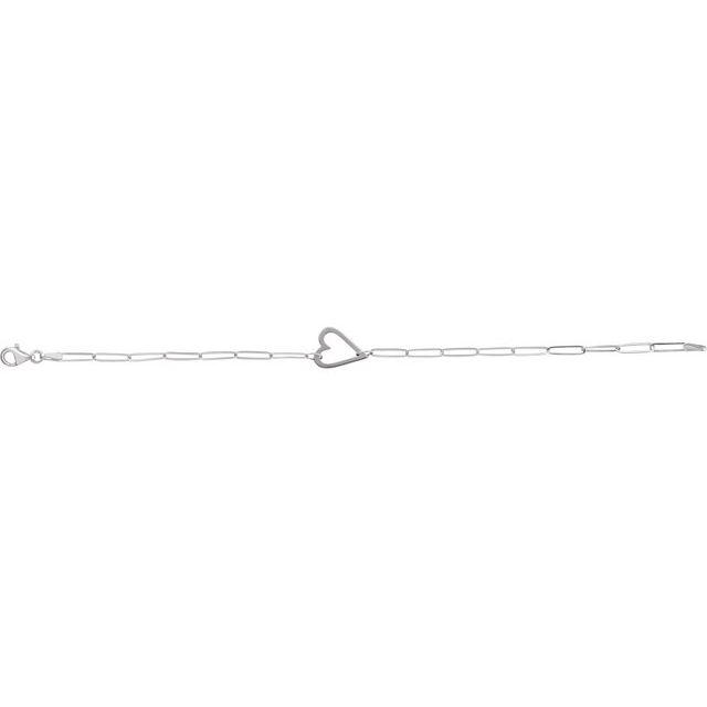 14K Gold Heart Paperclip Bracelet Valentine&#39;s Day Gift