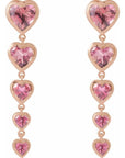 14K Gold Natural Birthstone Heart Earrings Valentine's Day Gift