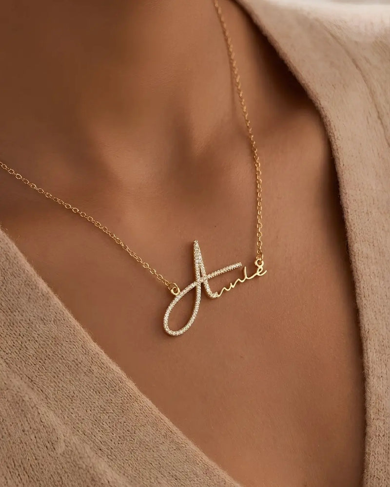 Pavé Script Necklace
