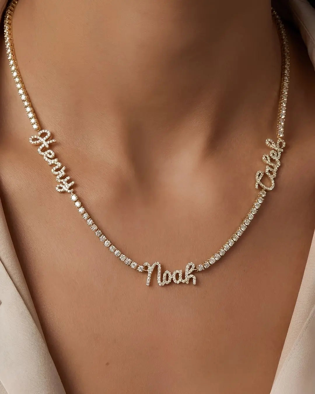 Pavé Script Tennis Necklace