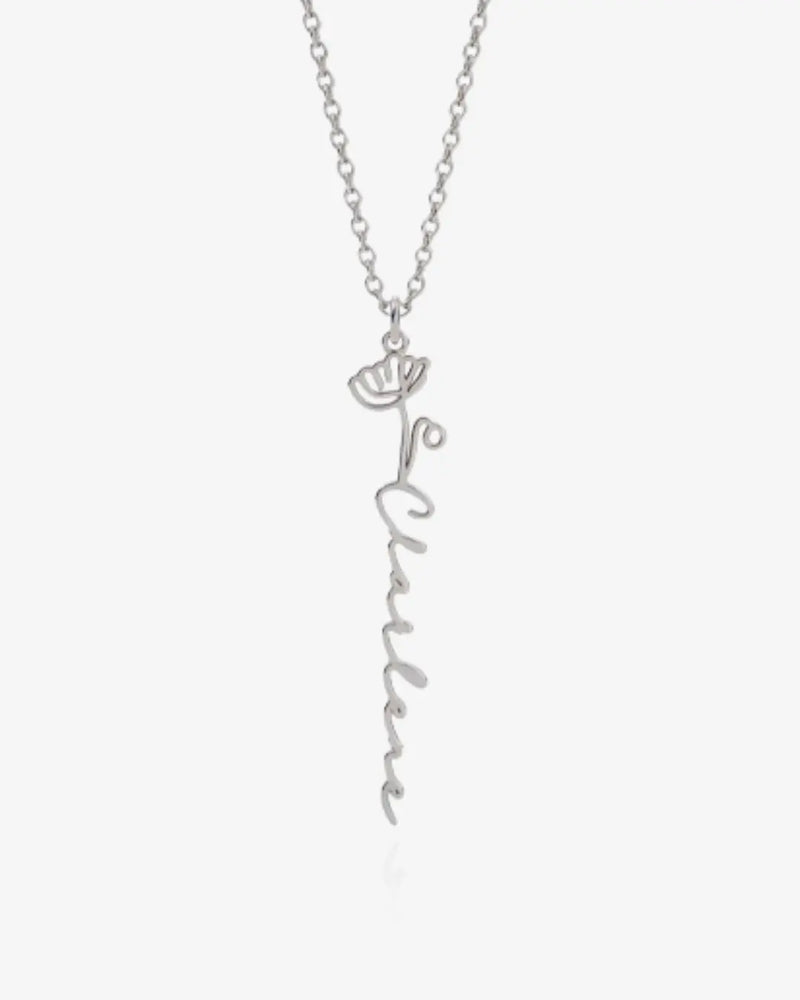 Personalized Name Necklace with Birth Flower