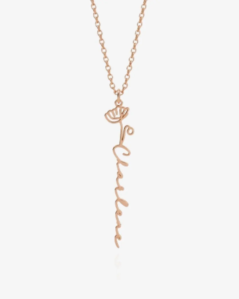 Personalized Name Necklace with Birth Flower