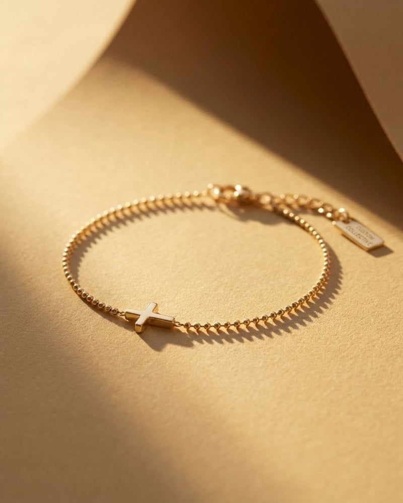 Bead Chain Cross Bracelet