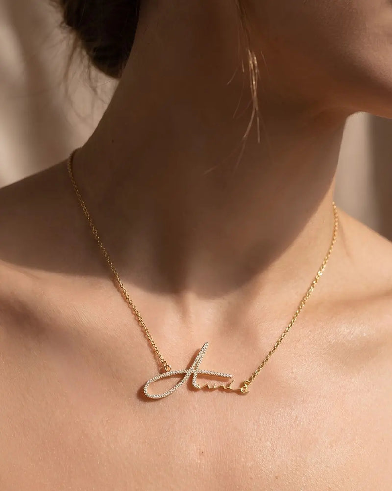 Pavé Script Necklace