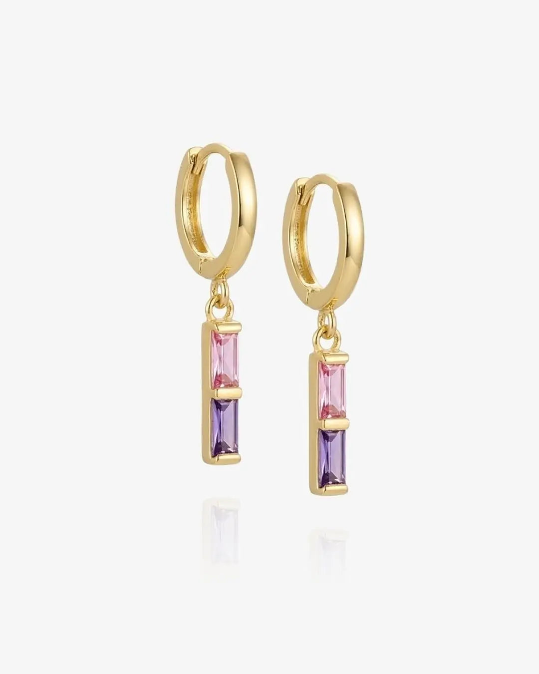 Baguette Birthstone Huggies