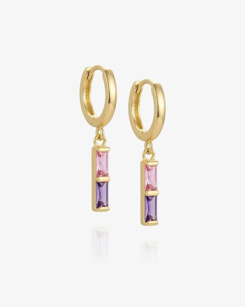 Baguette Birthstone Huggies