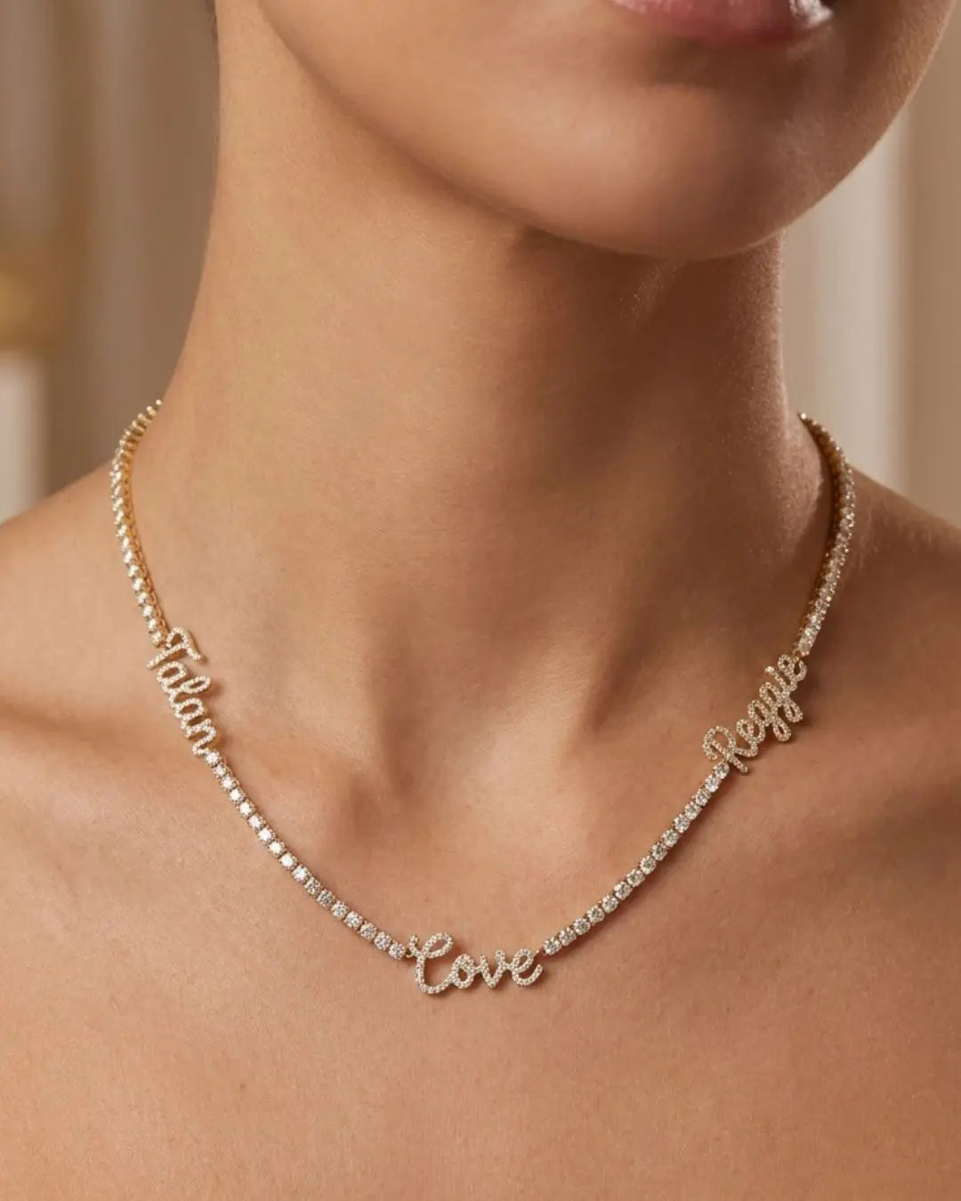 Pavé Script Tennis Necklace