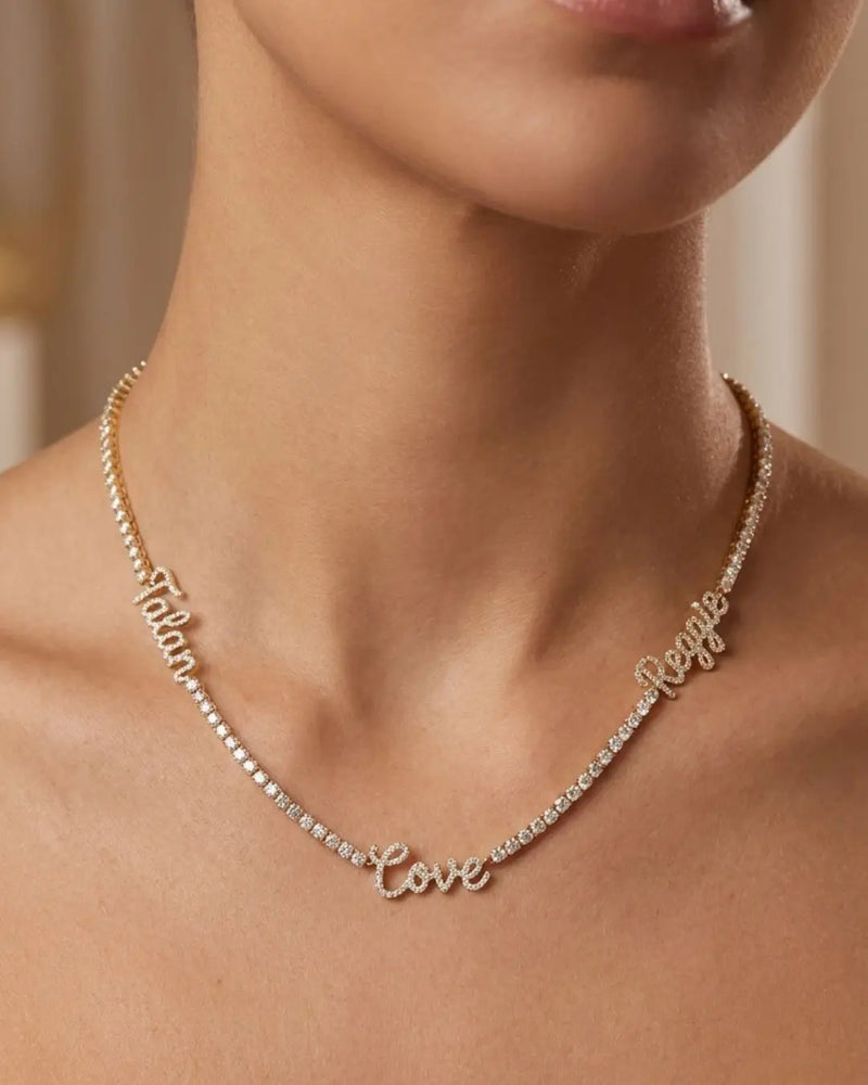Pavé Script Tennis Necklace