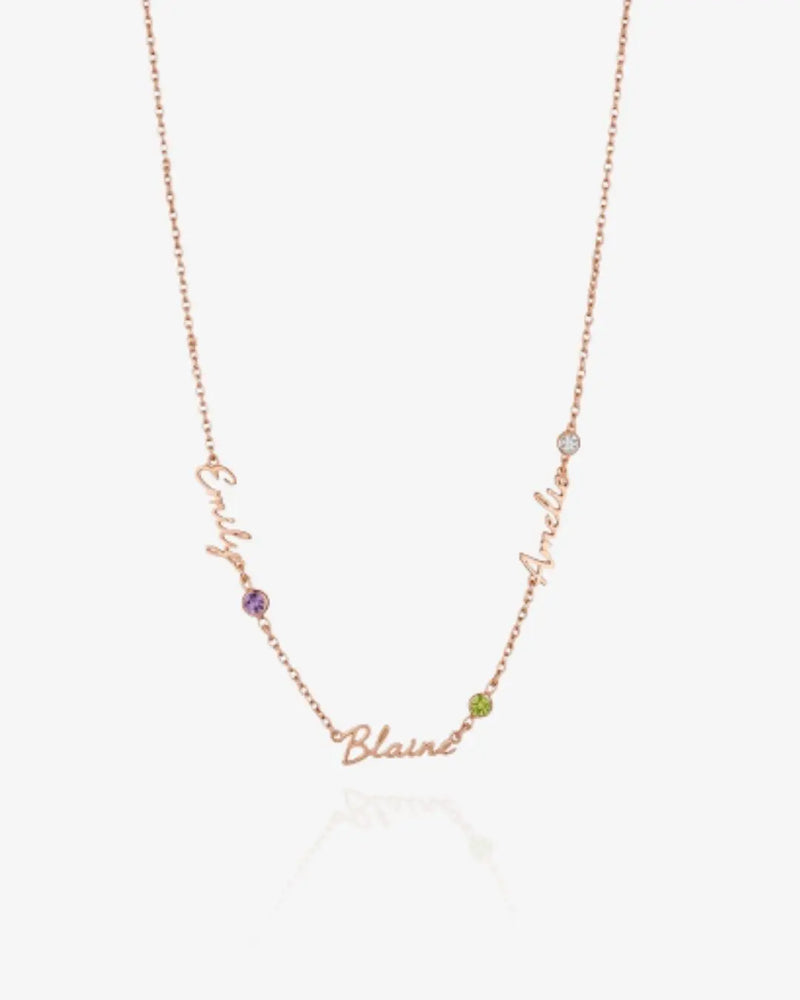 Multiple Name and Birthstone Necklace