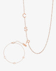 Personalized Sideway Initial Necklace + Matching Bracelet Bundle