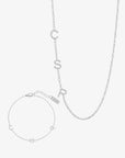 Personalized Sideway Initial Necklace + Matching Bracelet Bundle