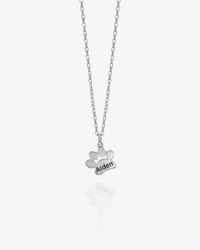 Personalized Paw Print Name Necklace