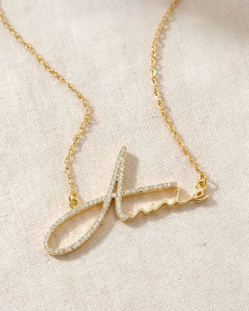 Pavé Script Necklace