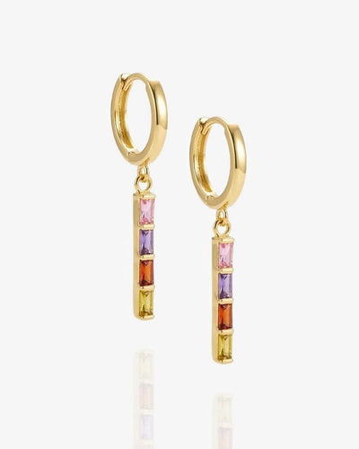 Baguette Birthstone Huggies