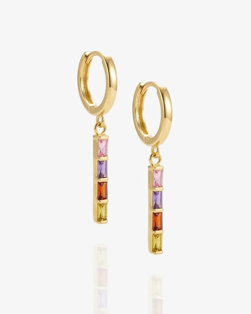 Baguette Birthstone Huggies