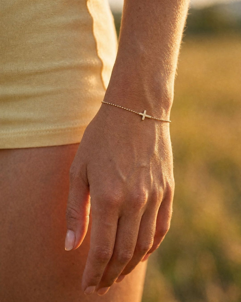 Bead Chain Cross Bracelet