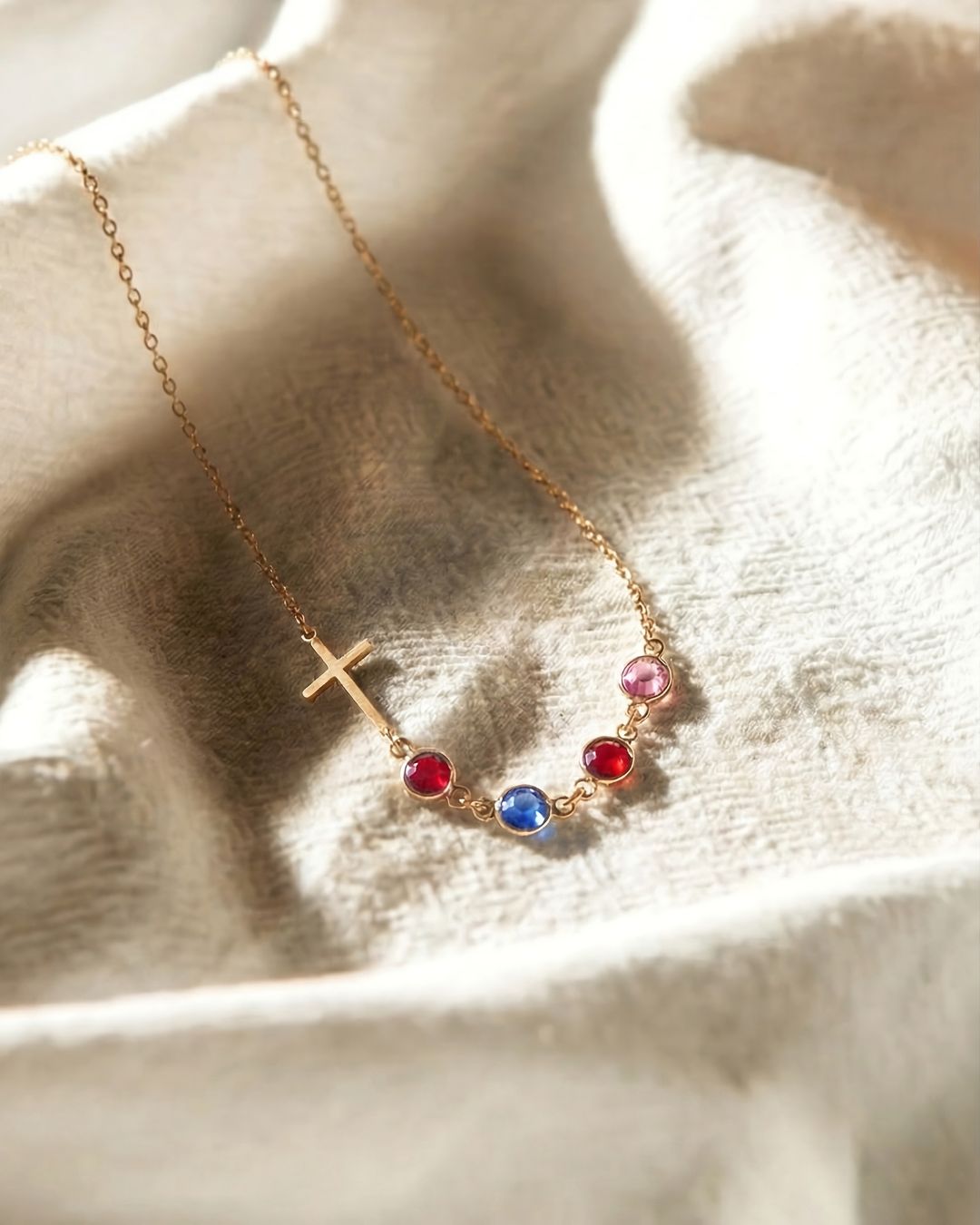 Cross with Birthstone Necklace
