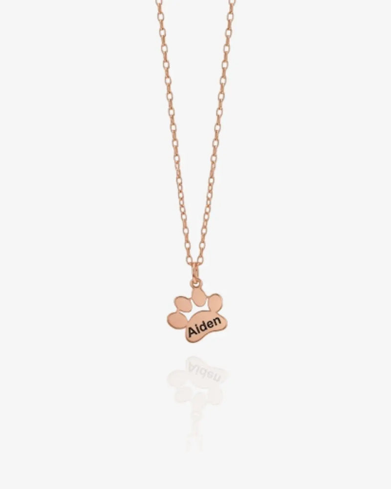Personalized Paw Print Name Necklace