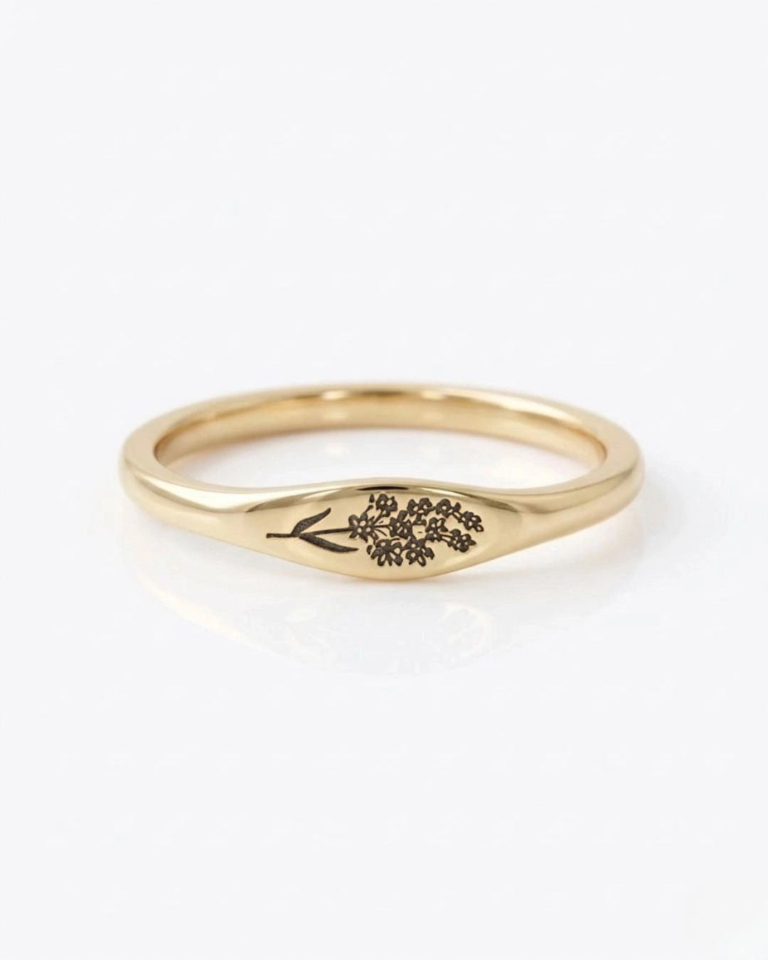 Custom Engraved Birth Flower Ring - CG2420S,CG2421S,CG2422S,CG2423S,CG2424S,CG2425S