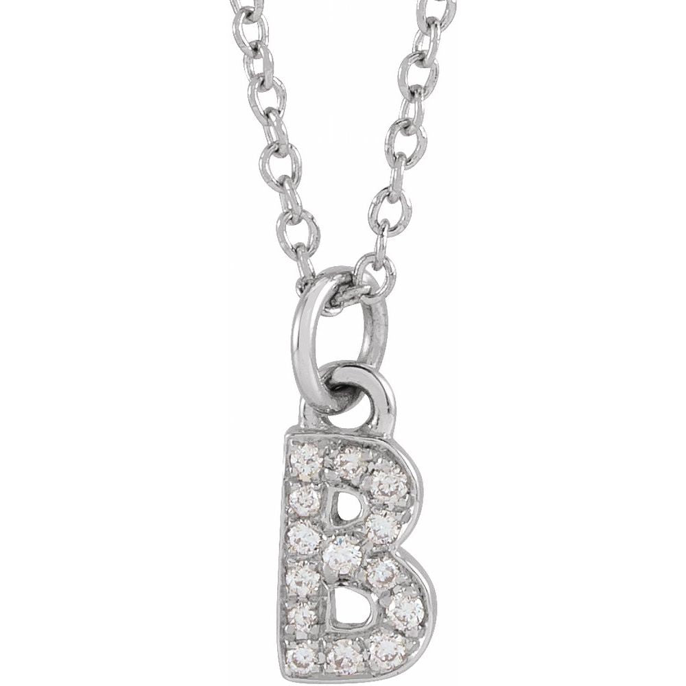 Natural Diamond Initial Necklace 14K .05 CTW