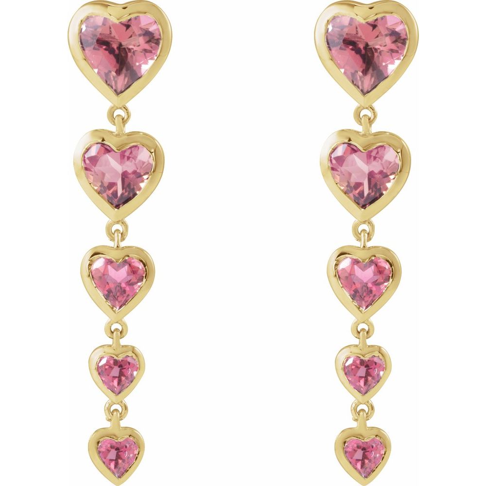 14K Gold Natural Birthstone Heart Earrings Valentine&#39;s Day Gift