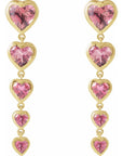 14K Gold Natural Birthstone Heart Earrings Valentine's Day Gift