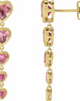 14K Gold Natural Birthstone Heart Earrings Valentine's Day Gift